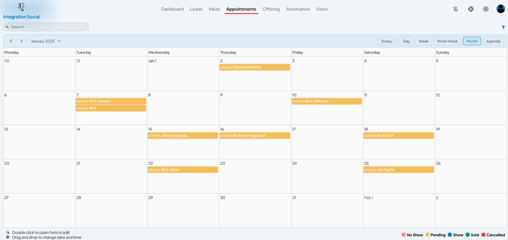 Integration Social Appointment Scheduling